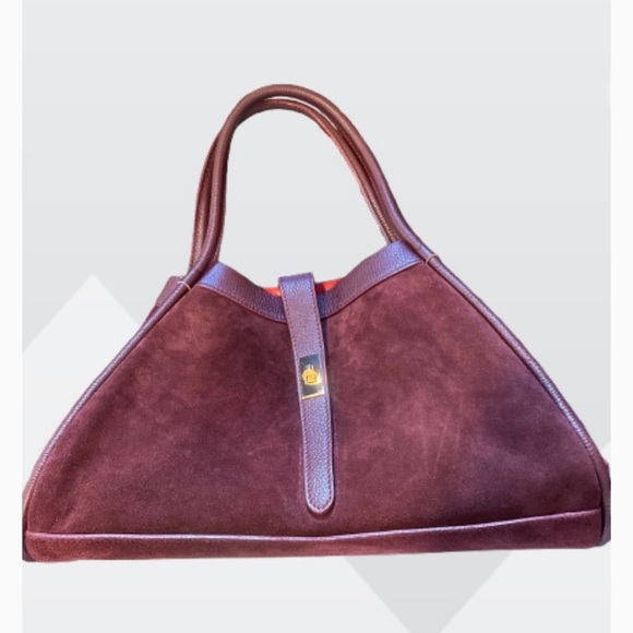 Elegant Brown Suede Handbag - Picture 3 of 7